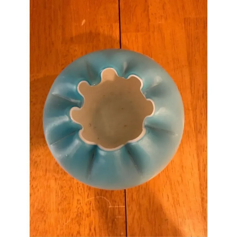 Fenton 1940's Powder Blue White Bowl Vase